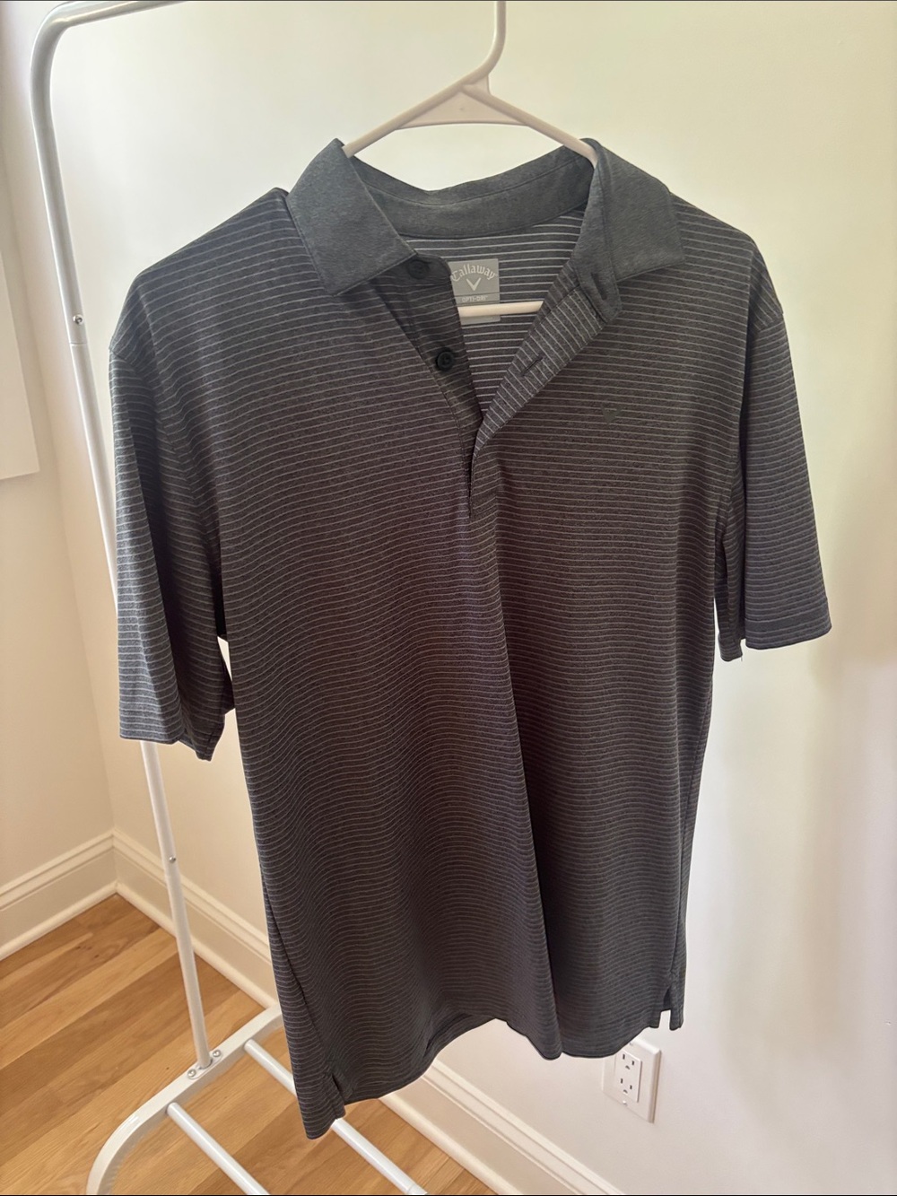 Callaway Men's Dark Charcoal Striped Golf Polo